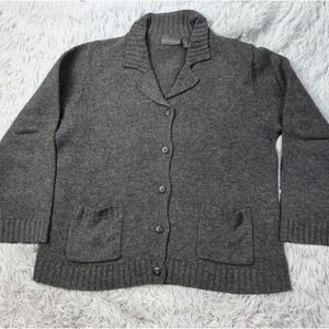 Relativity Sweater Womens L Gray Cardigan Lambs Wool Australia Button Up